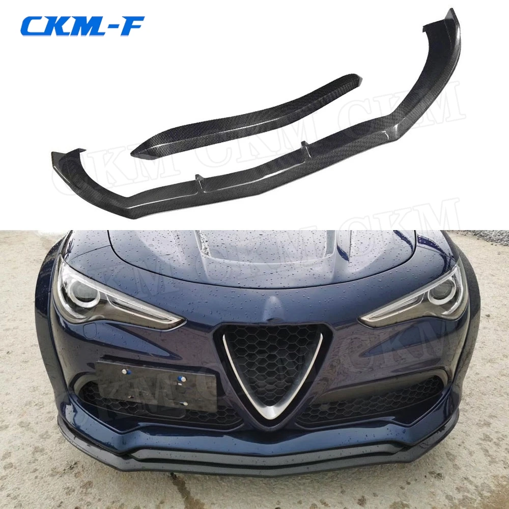 Carbon fiber Front Bumper Lip Spoiler Chin Trim For Alfa Romeo Stelvio 2017 2018 2019 Bumper Guard Car Styling