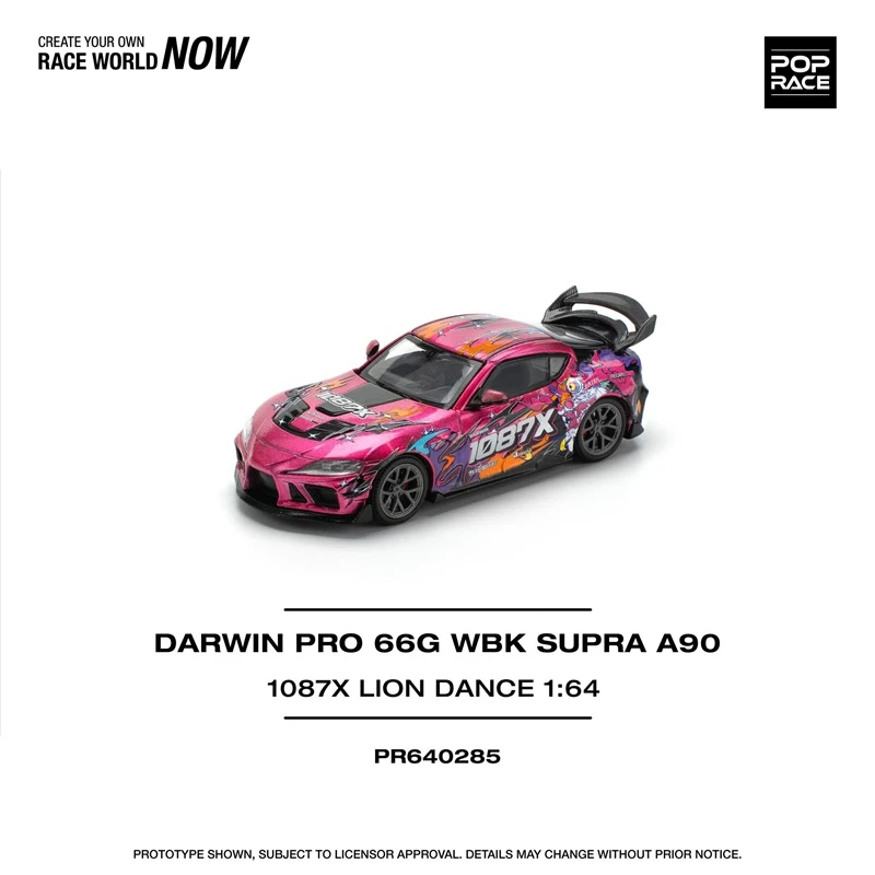 

Pop Race 1:64 DARWIN PRO 66G WBK SUPRA (A90) 1087X LION DANCE Коллекция литых моделей автомобилей Миниатюра