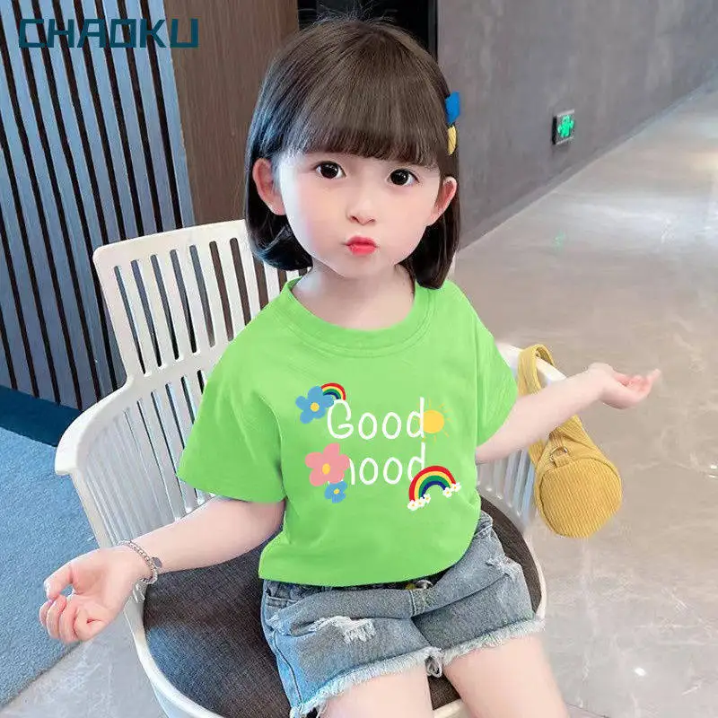 Girls' Summer Clothes Short Sleeved Good Letter T-shirt 2026 New Style Children's Baby Stylish Versatile Casual Girls' Top