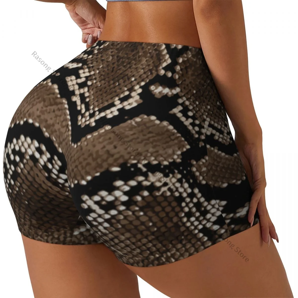 Sexy tight hip sports shorts Snake Skin Background fitness women's comfortable yoga shorts