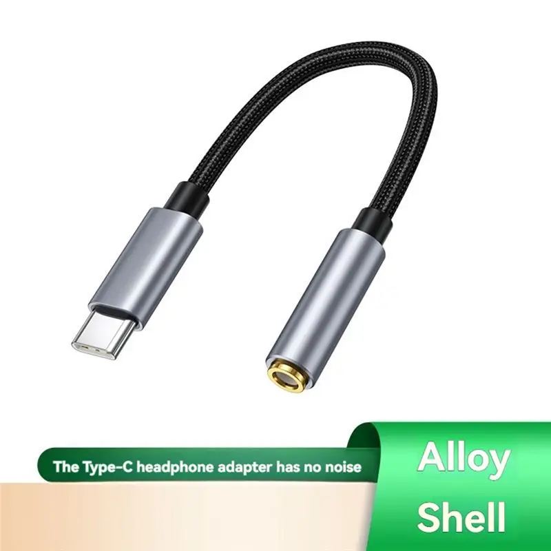 DT21 USB C to 3.5mm Audio Cable Type C Aux Adapter with Analog Decoding Chip for Music and Calls