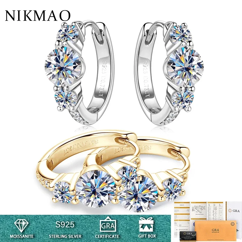 

D Color Moissanite Hoop Earings with Certificate Original 925 Sterling Silver Diamond Earing For Women Jewelry Gifts 2024 Trend