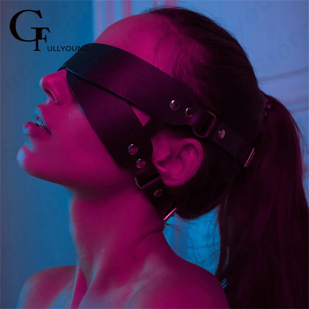 PU Fetish Masquerade costumi esotici Bondage in pelle maschera gotica Sleep Eyeshade Sexy Lingeire Blindfold coppia per donna Edgy