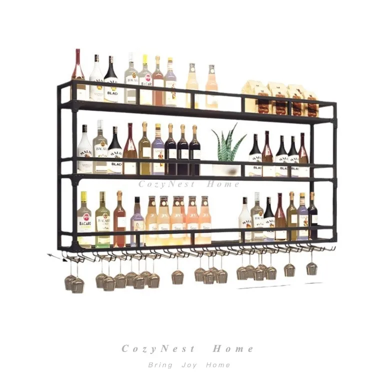 For wall wine rack bar wine display stand upside down wine glass rack popular wrought iron wall rack