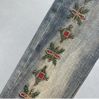 New Embroidered Jeans Pants Women's High Waist Slim Hot Drilling Pencil Pants Ladies Casual Elegant Denim Pants Trousers Female 5