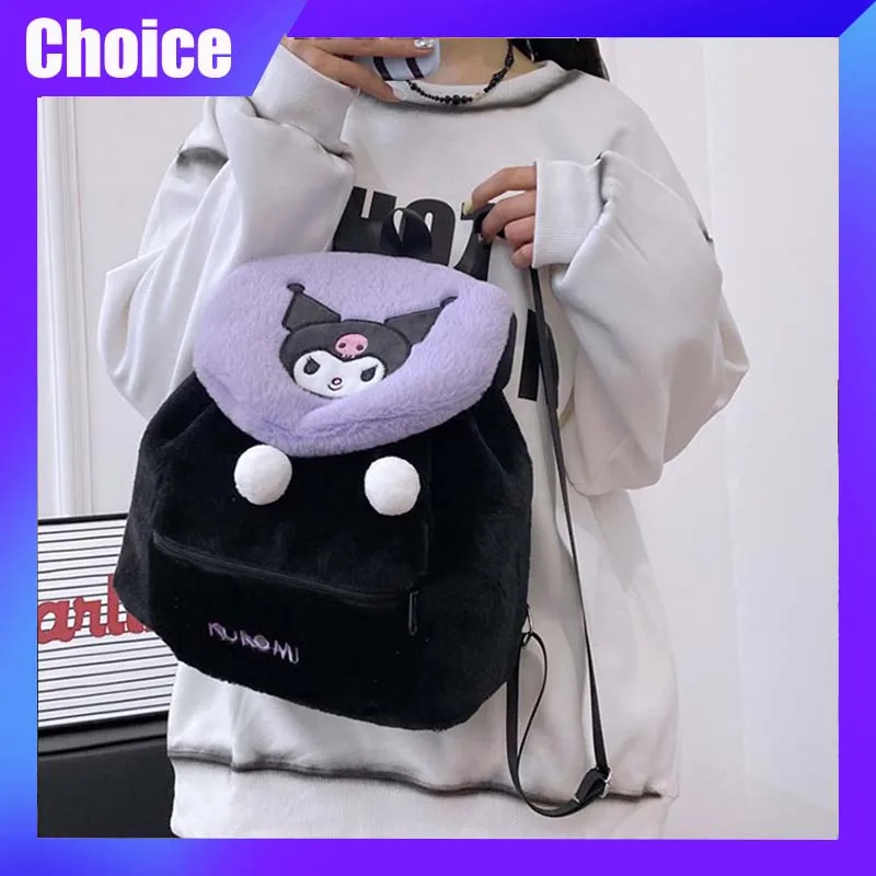 

Sanrio Hellokitty Kuromi Backpack Anime Cartoon Pochacco Melody Plush Bag Kawaii Casual Fashion Cute Outdoor Bag Student Gift