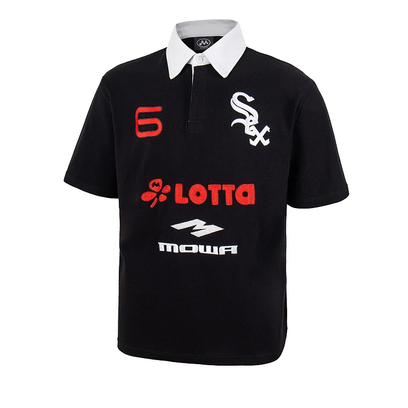 Mowalola Lettered Print Tokyo Limited Edition Embroidered Street Hip-Hop Slim Fit Men's and Women's Polo Shirt Trendy