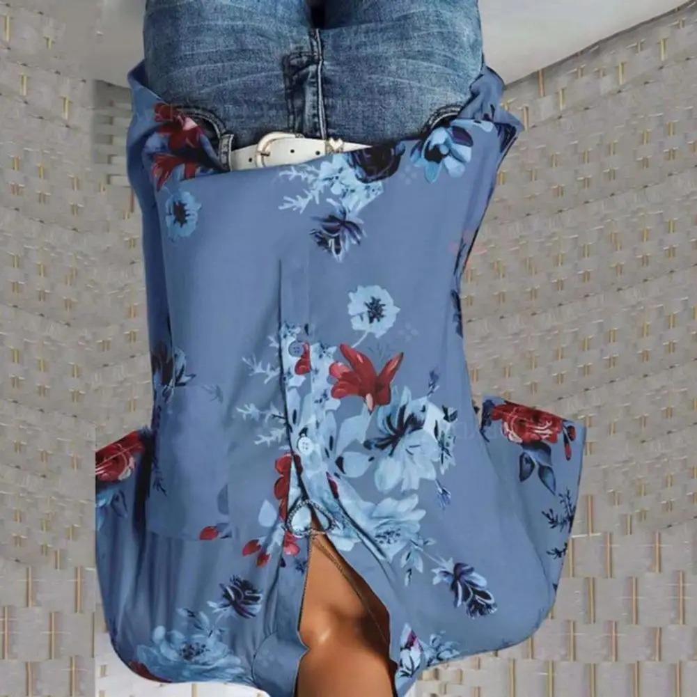 

Женские блузки с цветочным принтом, летние повседневные длинные блузки с v-образным вырезом, большие размеры, женская свободная офисная рубашка, повседневная футболка