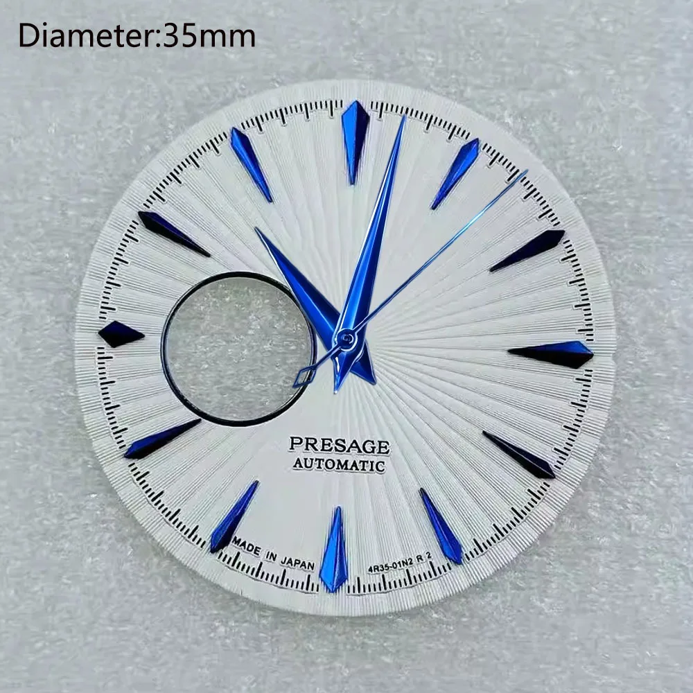 35mm NH38 PRESAGE S Logo Dial White Green Brown Radial Pattern Open Heart Dial for NH38 Movement Skeleton S Dial SSA441J1 Parts