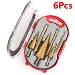 6Pcs Step Drill Bit Saw Drill Bit Set Titanium Milling Cutter 4-12 4-20 4-32mm 3 6 8mm For Woodworking Metal Core Hole Opener