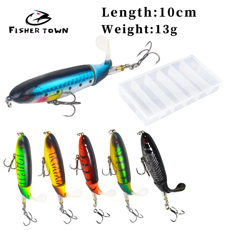 

6PCS Fishing Lure 10CM/13G propeller Water Surface Tractor Far Casting Hard Baits for Bass Black fish Fishing Lure Tackle