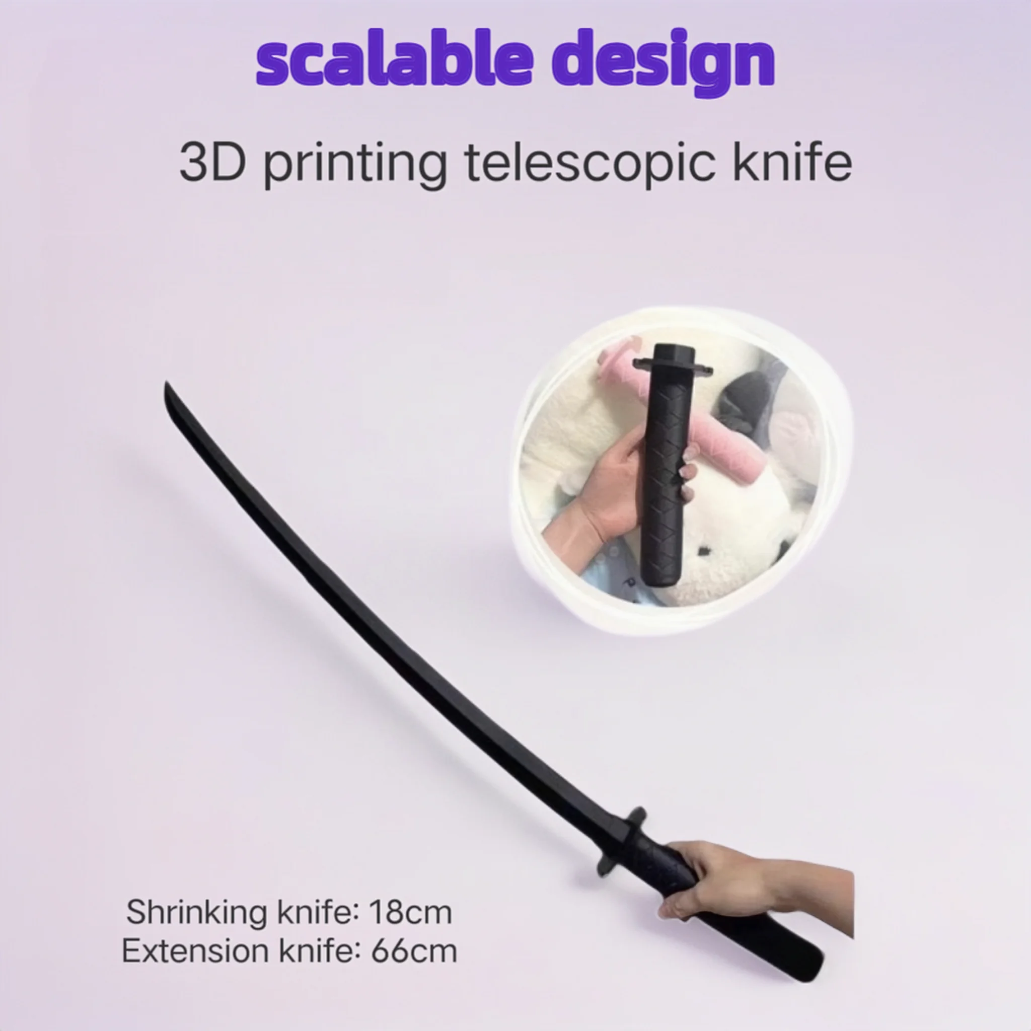 سكين الجاذبية المطبوع ثلاثي الأبعاد للأطفال سيف الساموراي، لعبة تخفيف الضغط التلسكوبي، لعبة تخفيف الضغط، هدية عيد ميلاد، هدية إبداعية #2