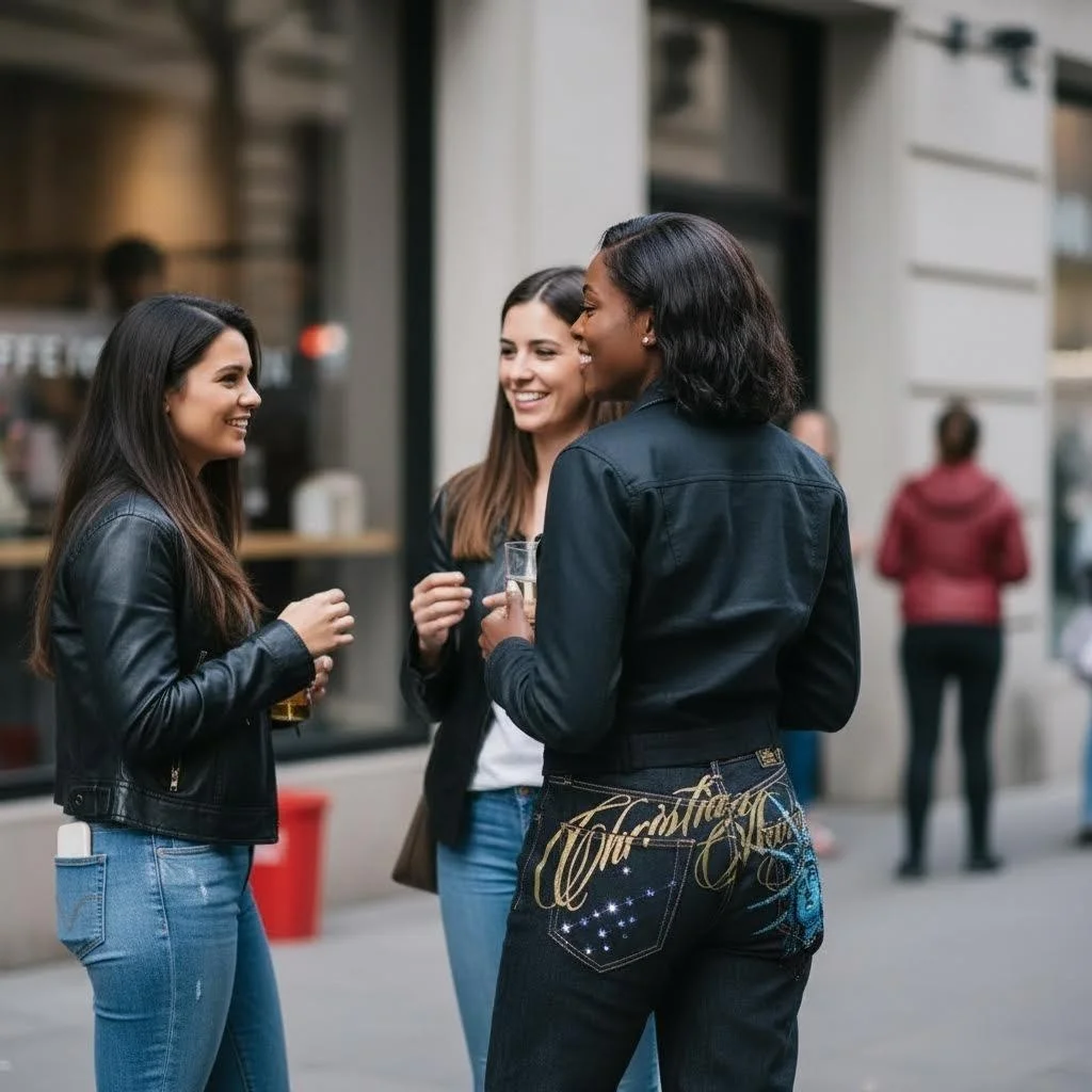 

Statue of Liberty Retro Pop Diamonds Jeans Casual Denim Pants High Waist Straight Wide Leg Jeans Harajuku Y2k Women Clothing