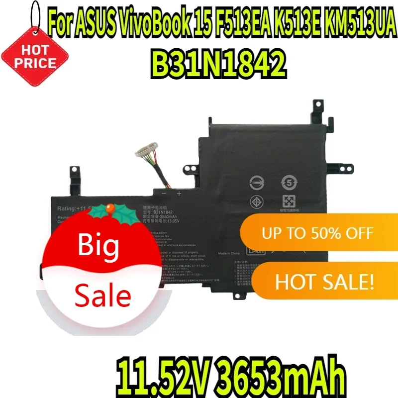 

11.52V 3653mAh NEW B31N1842 Laptop Battery For ASUS VivoBook 15 F513EA K513E KM513UA M513IA S513EA S531F S533UA X513EA X531FA