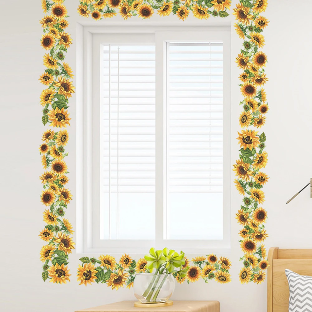 Adesivo da parete Sunflower Line senza lasciare qualsiasi 1 Set 14*114cm 5.5*44.8 pollici per accessori per la casa effetto opaco