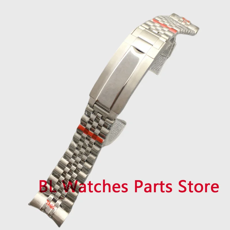 BLIGER 21mm Watch Bracelet Fit 43mm Case Center 904L Solid Stainless Steel Watch Band Folding Buckle Glide Claps