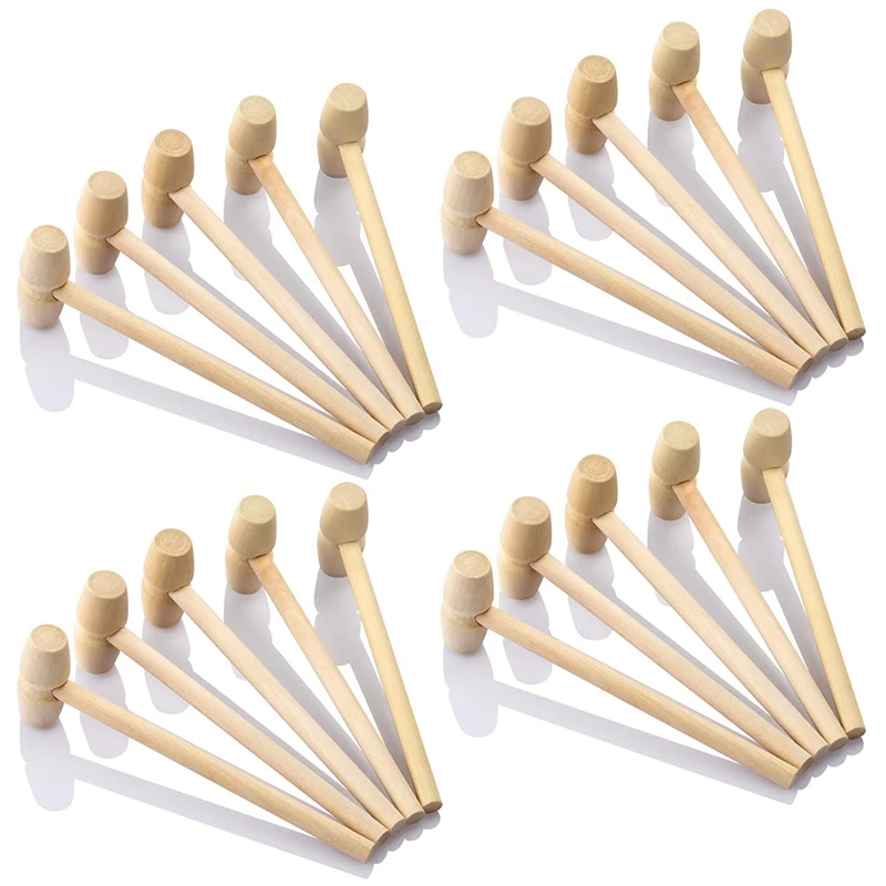 20Pcs Wood Hammers, Wooden Hammer for Chocolate, Multi-Purpose Solid Natural Mini Wooden Hammer for Seafood Crab