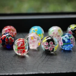 1Pcs 20mm Handmade Lampwork glass beads Round Flower Beads Multi-color Charms for jewelry Bracelet Necklace Craft DIY