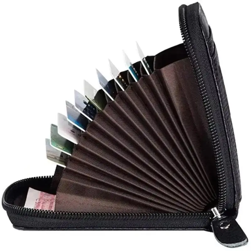 Organ Card Bag Edition Portable Women Men Short Bank Card Cover Business Card Clip Zipper Vertical Handheld Bag