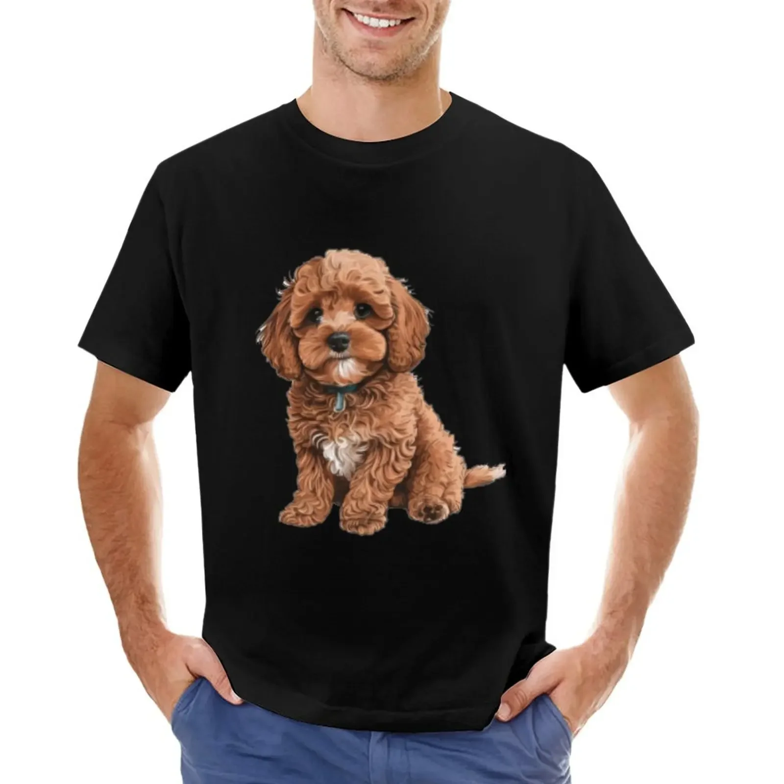 Cockapoo Cavapoo Dog Cavalier King Charles and Poodle dog, Cavadoodle or Cavoodle T-shirt anime customizeds Men's cotton t-shirt