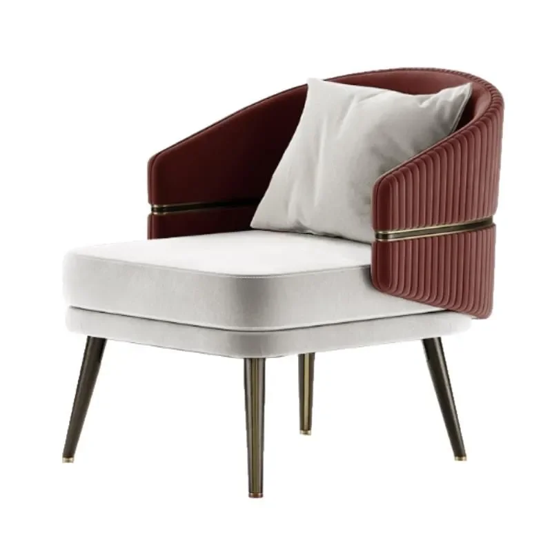 Nordic leather fabric sofa chair model room living room leisure chair hotel clubhouse reception negotiation chair