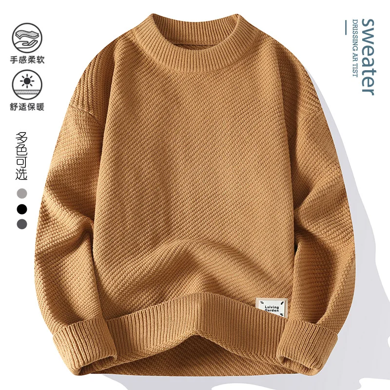 

Men's Fashion Solid color pattern Sweaters 2024 Autumn/Winter Loose Knittwear Men sweater youth Thick Warm wool pullovers M-4XL