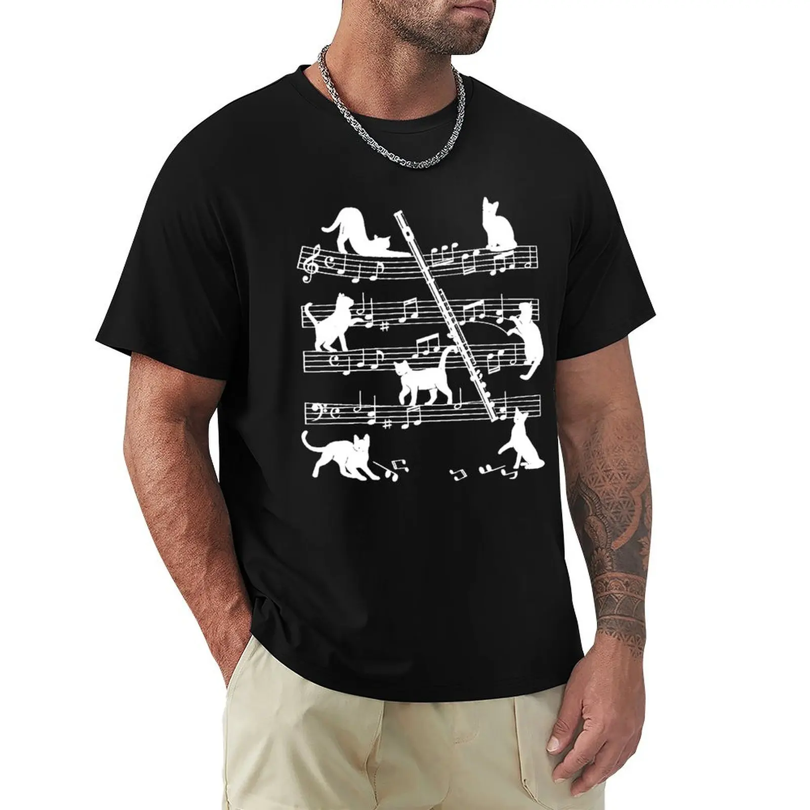

Flautist Flutist Cats Flute Player T Shirts Graphic Cotton Streetwear Short Sleeve Birthday Gifts Summer T-shirt Mens Clothing