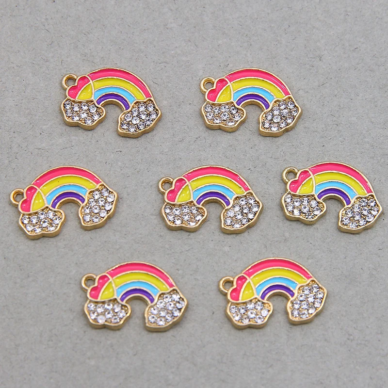 50pcs/lot 18*13mm Enamel Rainbow Cloud Charms for Jewelry Findings DIY Colorful Charms Necklaces Pendants Earrings Making