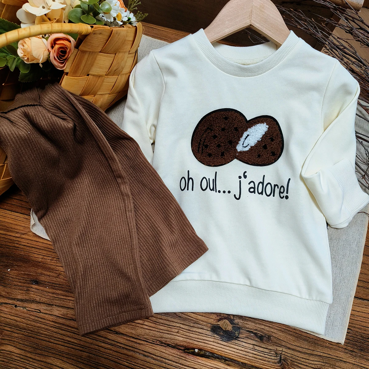 Autumn Children's Set 2024 Autumn New in Kids Baby Boys Girls Active Clothing Set  Infant Toddler Flocking Sweatshirts+pants image 3