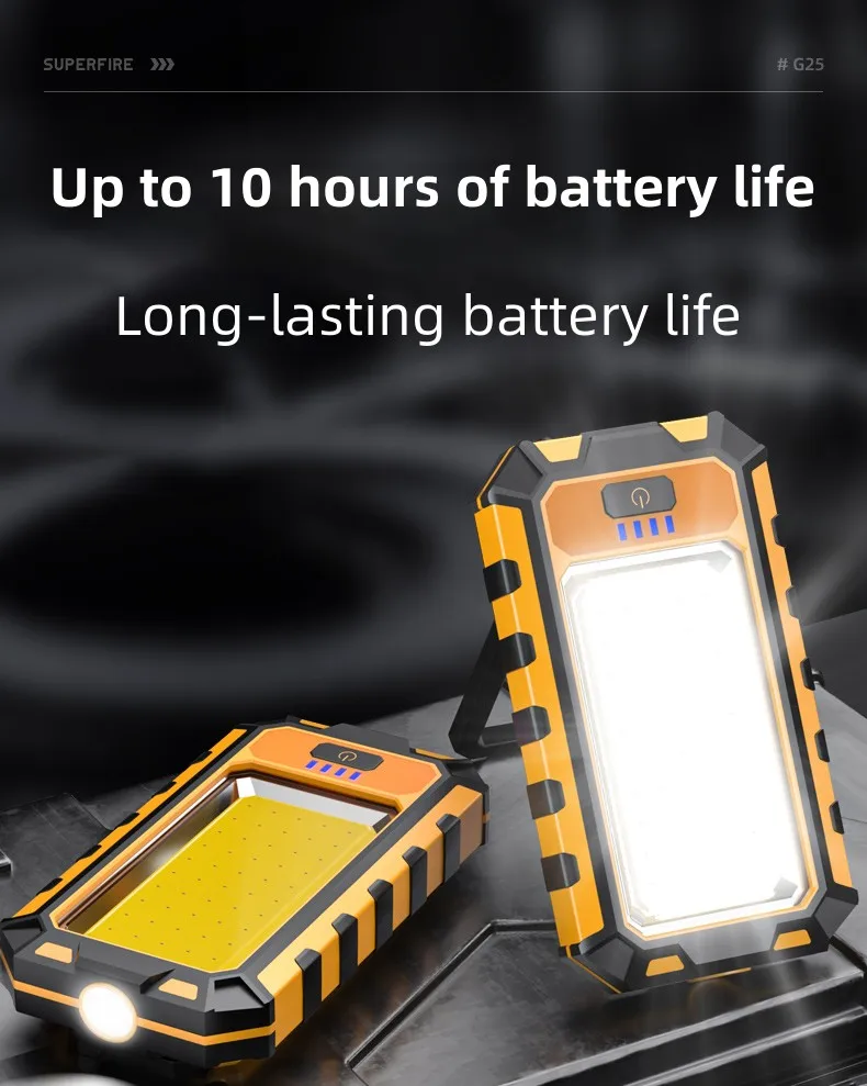 SuperFire G25 COB Work Lights Led lantern portable rechargeable lamps 3000mah Magnet Camping For Repairing Emergency Flashlights