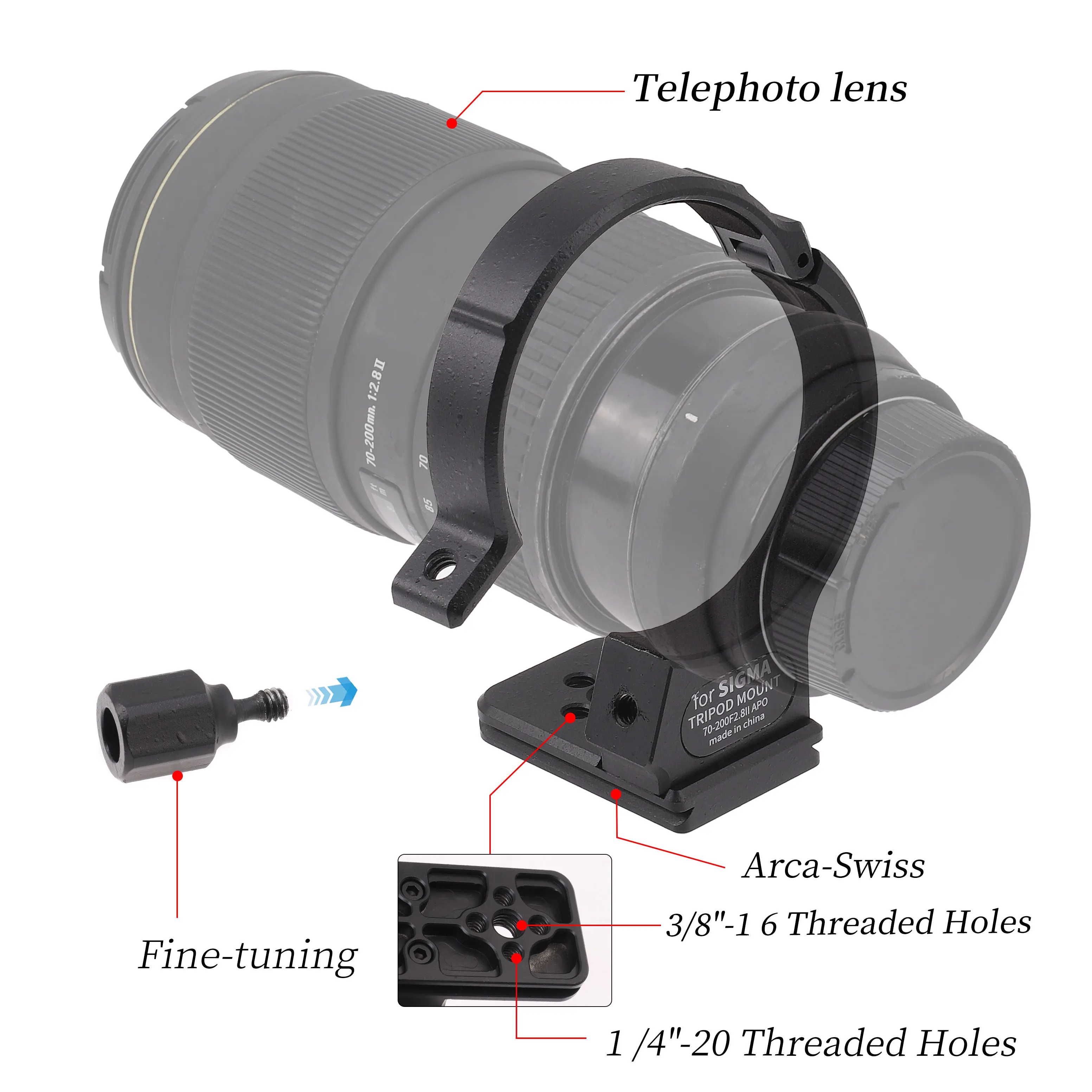 FOTGA Quick Release Tripod Collar Mount Ring with 1/4\