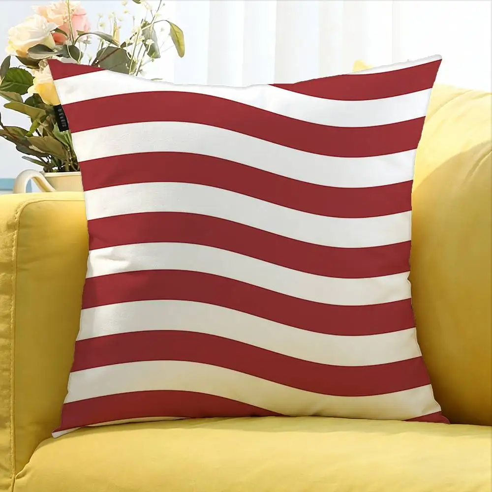 Burgundy White Stripe pattern  Various Sizes Square Pillow Case For Car Home Bedchamber Decor