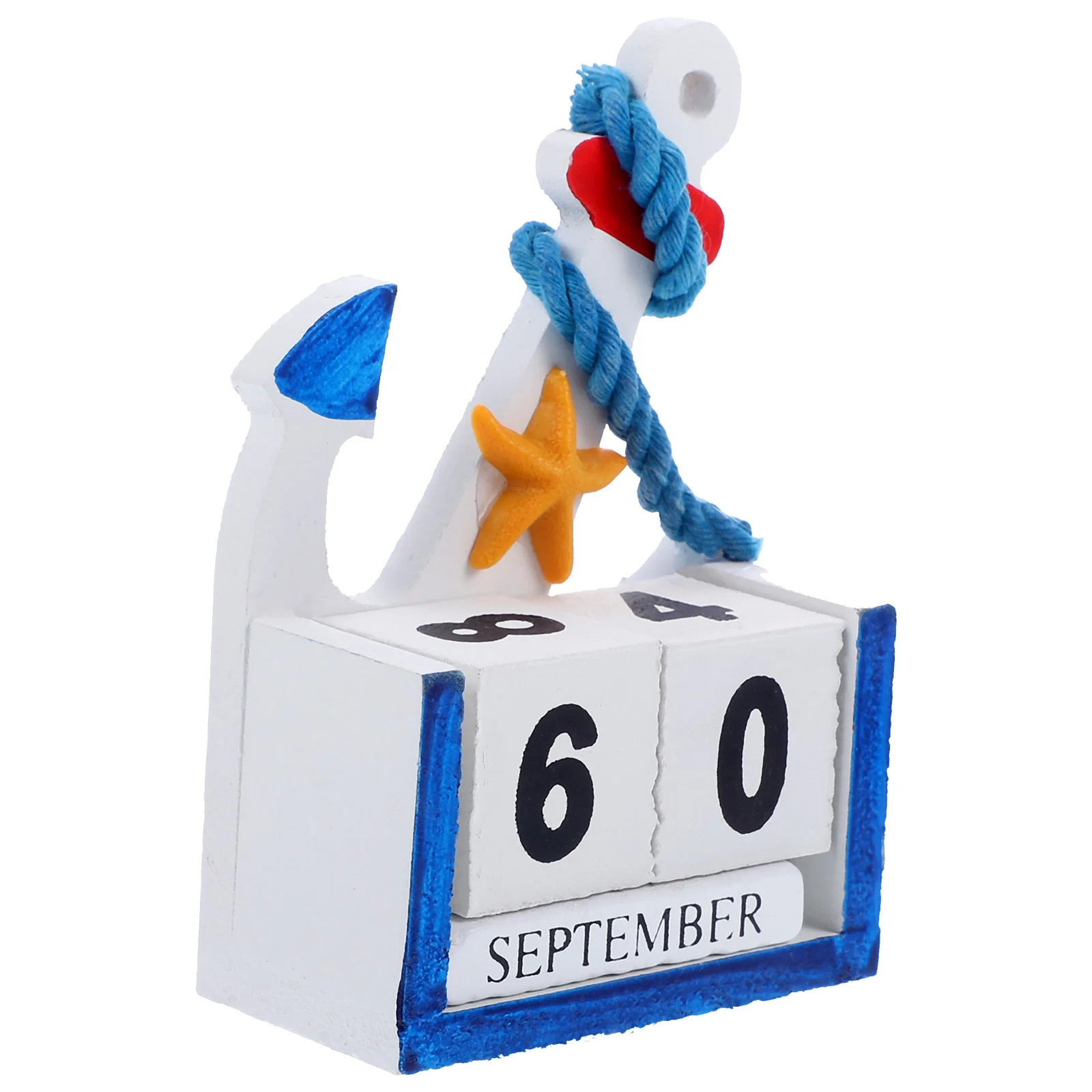 

Decorative Desk Calendar Office Accessory Tabletop Standing Ocean Block Wood Cartoon Daily Use