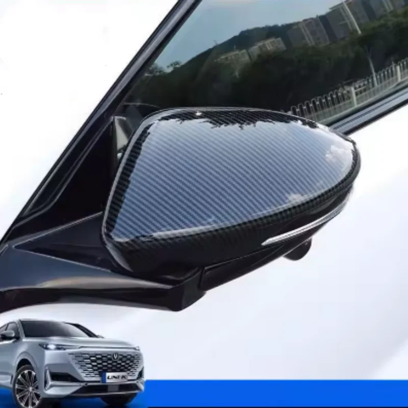 ABS Carbon Fiber Accessories Auto Side Door Rearview Mirror Decor Protector Shell Cover Trim For Changan UNI-K UNIK 2021 - 2024