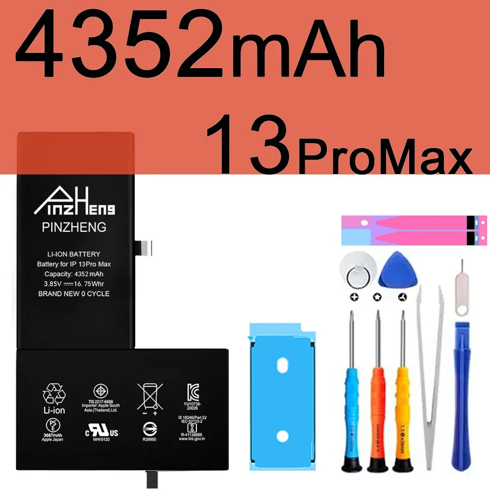 PINZHENG Echte batterij met hoge capaciteit voor iPhone X XR XS Max 12 13 Mini Pro Max 11 Pro Max Vervanging Bateria Garantie Eén jaar