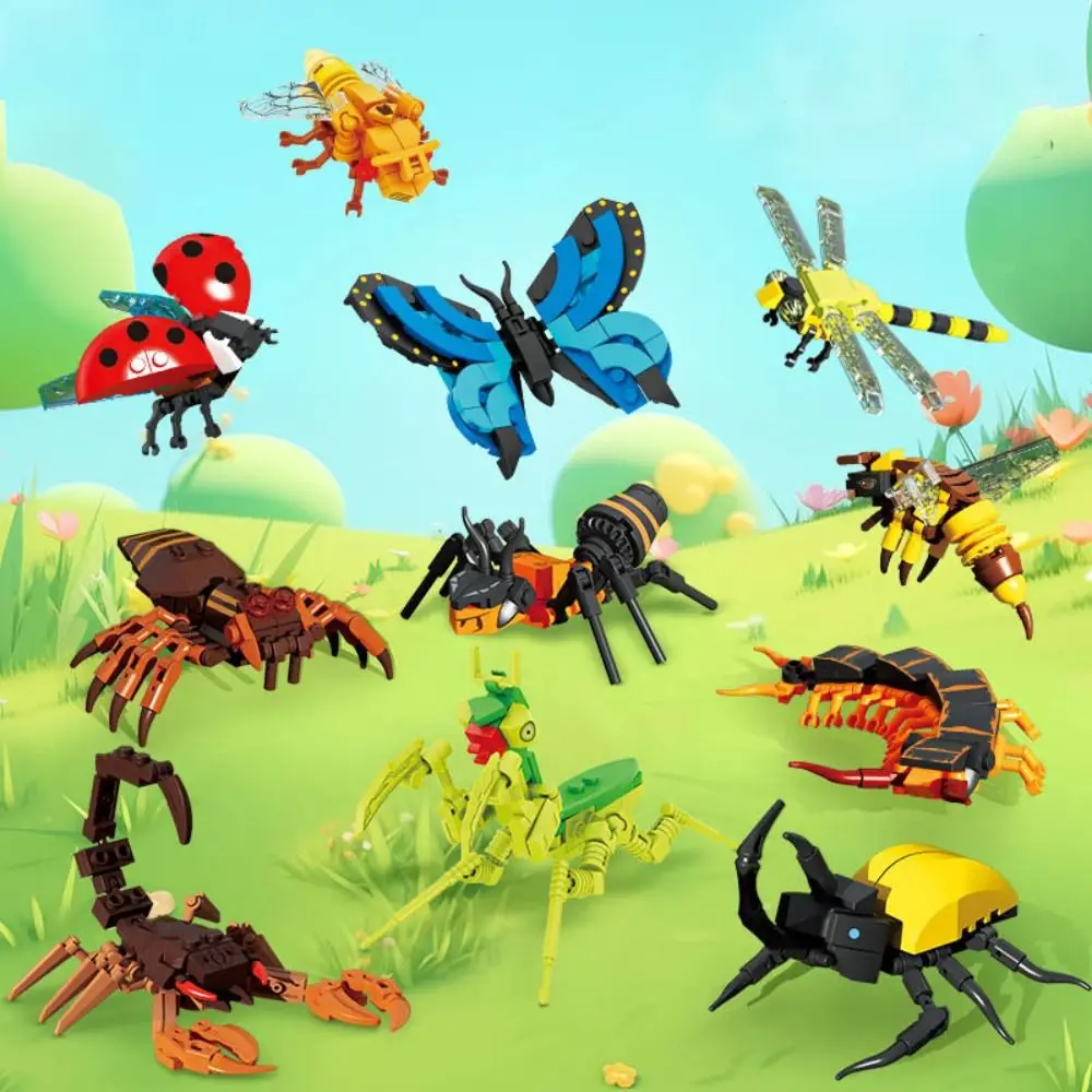 

Moc Insect Animal Model Bee Ant Butterfly Cricket Grasshopper Set Building Blocks Diy Children Puzzle Assemble Toys Boy Kid Gift
