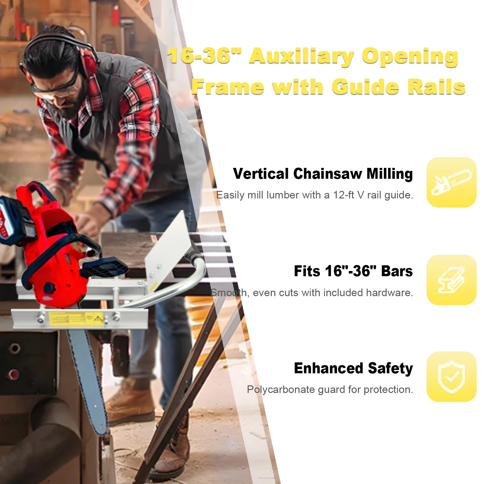

Garden Tools Auxiliary Slotting Frame Vertical Cutting Frame Portable Slotting Frame Small Trimming Frame for 16-36" Chainsaw