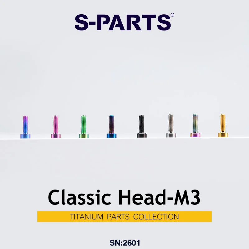 1/2/5/10pcs S-PARTS Titanium Bolt M3 x 6 8 10 12 15 20mm Inner Plum Classic Cylinder Head Screws for Road Bicycle Accessories