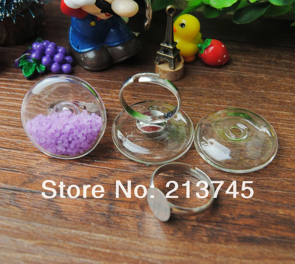 Free ship! 50sets/lot flat round Glass Bubble & Glass globe Diy Jewelry Findings ( 35mm,30mm,25mm,20mm only glass price