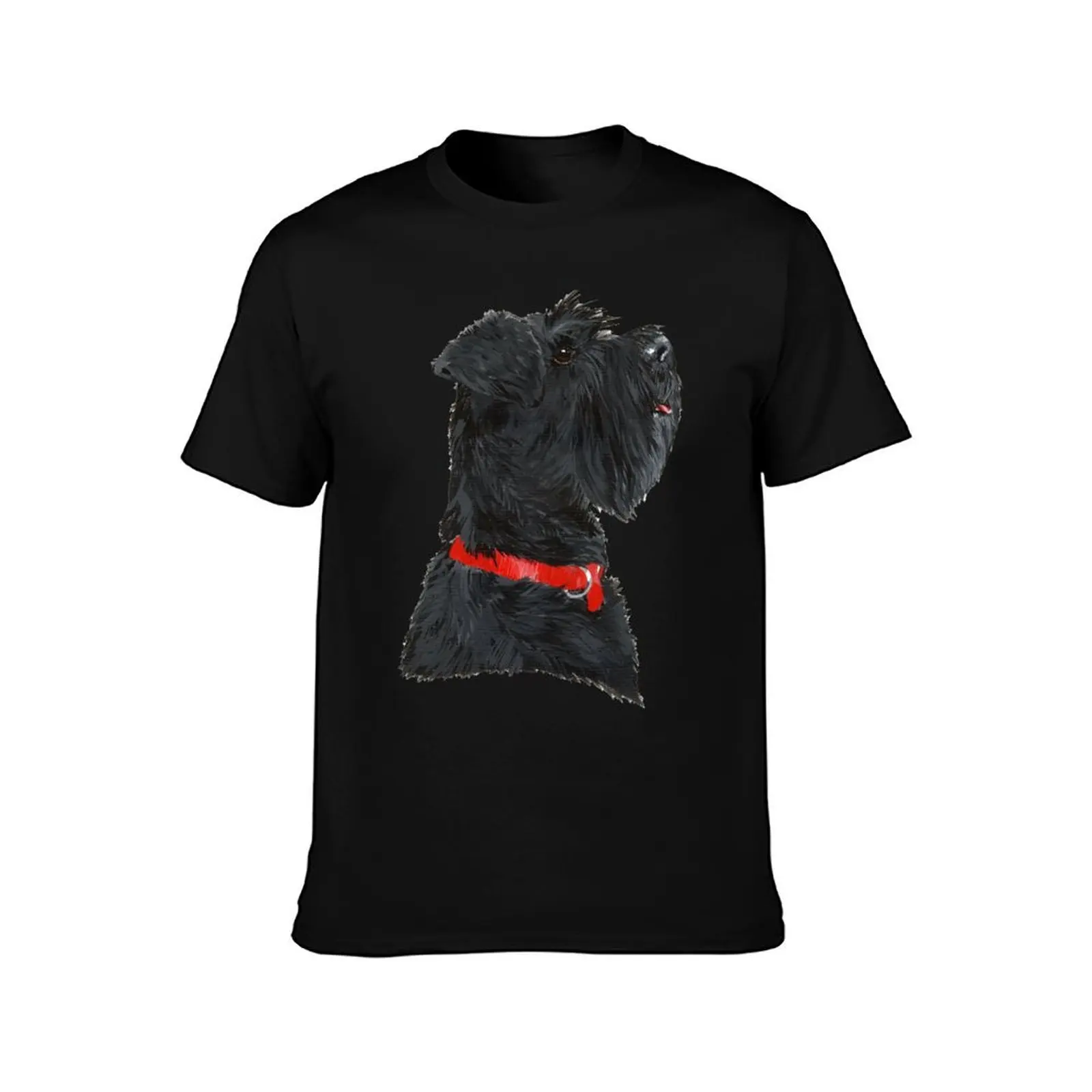 Miniature Black Schnauzer Head Shot T-Shirt Plus Size Non-Shrink T-Shirt