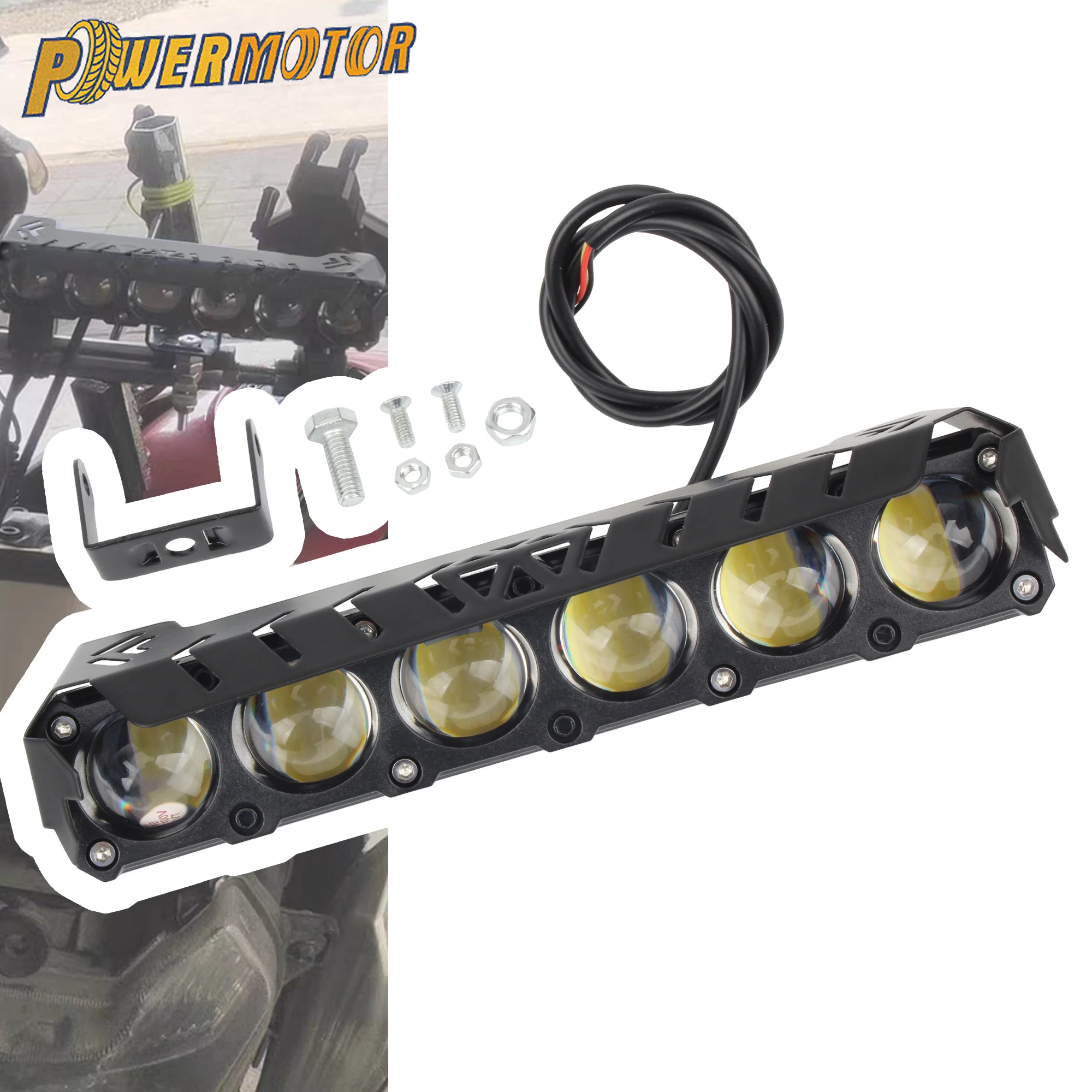 

Motorcycle Headlight 6 Lens LED Spotlight Dual Color Hi/Low Beam Fog Lamps for ATV UTV 4x4 SUV Jeep DirtBike Motocross Modified