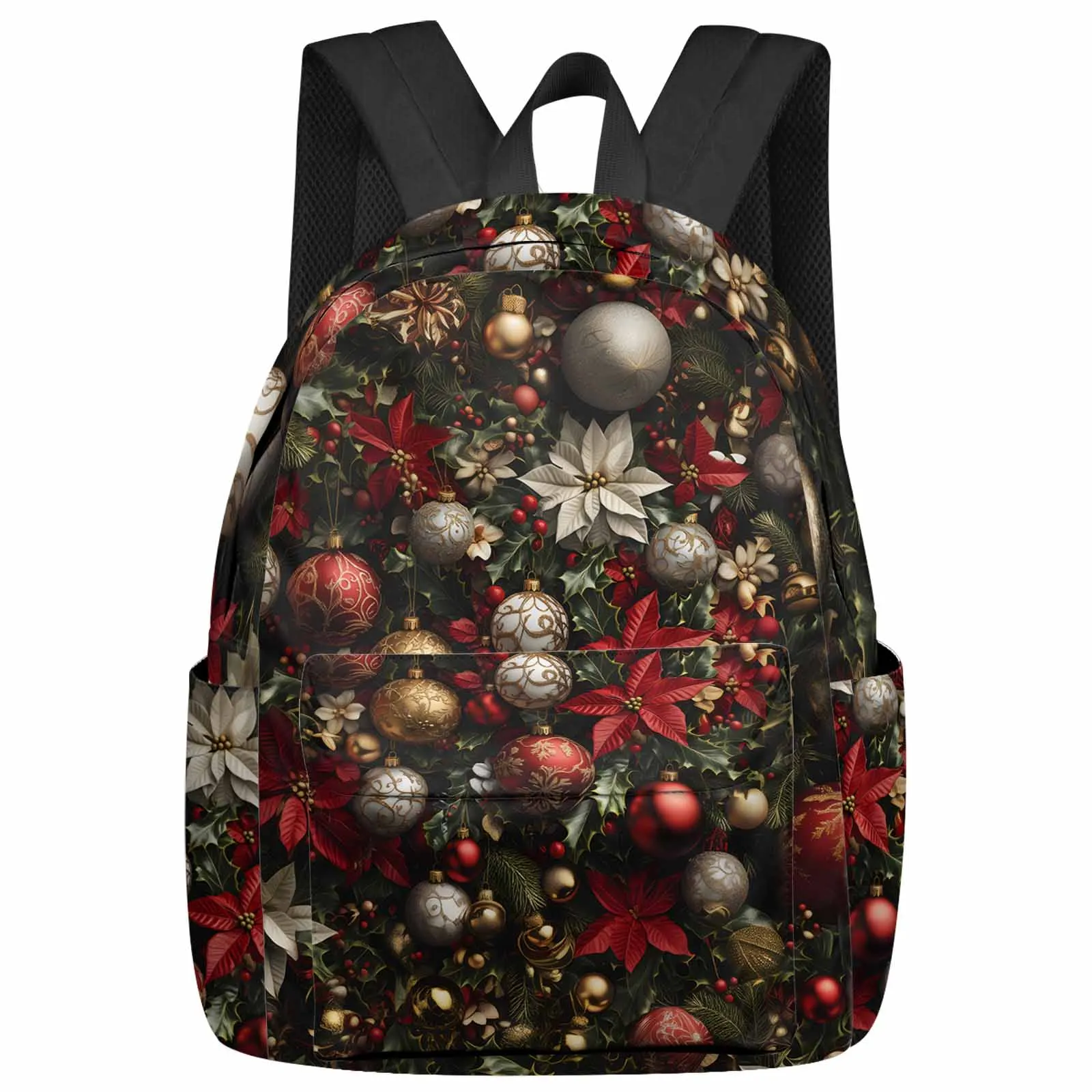 

Winter Poinsettia Holly Large Capacity Backpack Men Laptop Bags High School Teen College Girl Student Mochila