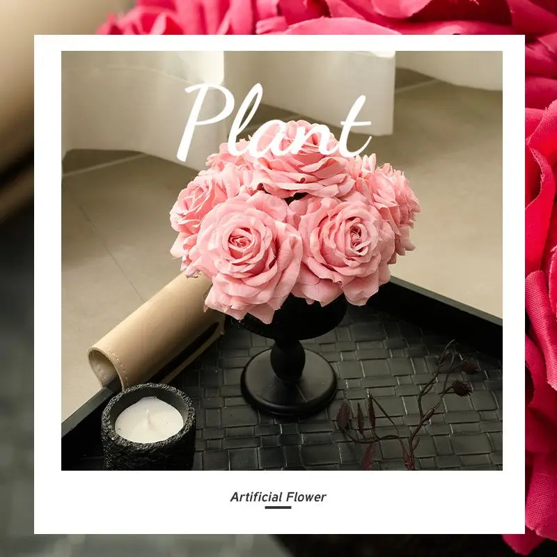 French-style multi-tiered rose display stand with artificial flowers for lasting beauty in your living room