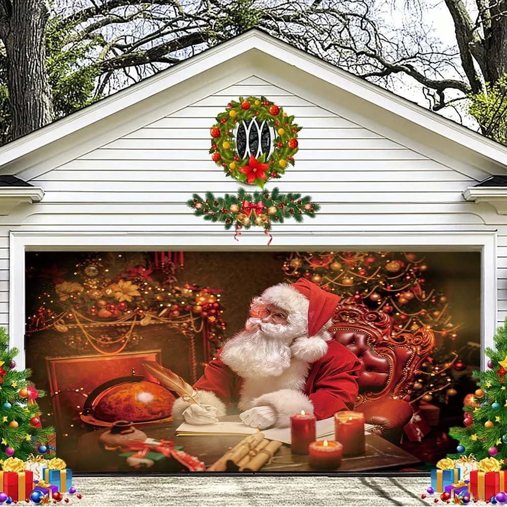 Festival Garage Door Fabric Banner Large Printed Hanging Cloth Weather Resistant Outer Wall Yard Christmas Party Display Decor