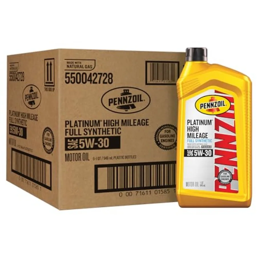 

Platinum High Mileage Full Synthetic 5W-30 Motor Oil 1 Quart 6 Pack