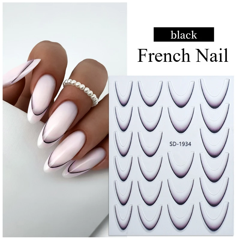 Gradient French Line Manicure Nail Art Stickers Self-Adhesive Decals Design Nail Tips Guides for DIY Decoration Stencil Manicure