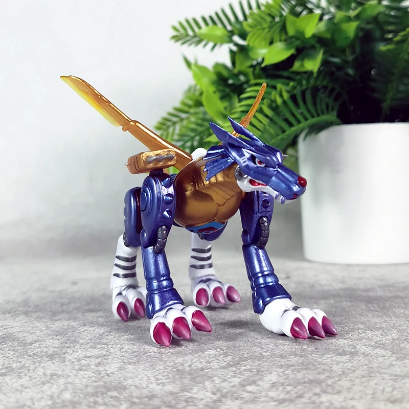 Digimon – jouets d'animation d'aventure en métal Garurumon, 9.5cm, figurine Gk, modèle animé, décoration de bureau, jouet pour garçon, cadeau d'anniversaire