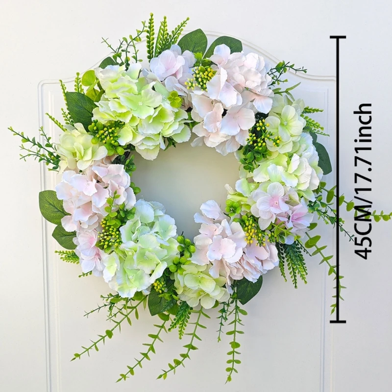 19.69inch Artificial Flower Wreath Hydrangeas Florals Wreath for Front Door Wall Wedding Party Home Decorations Dropshipping