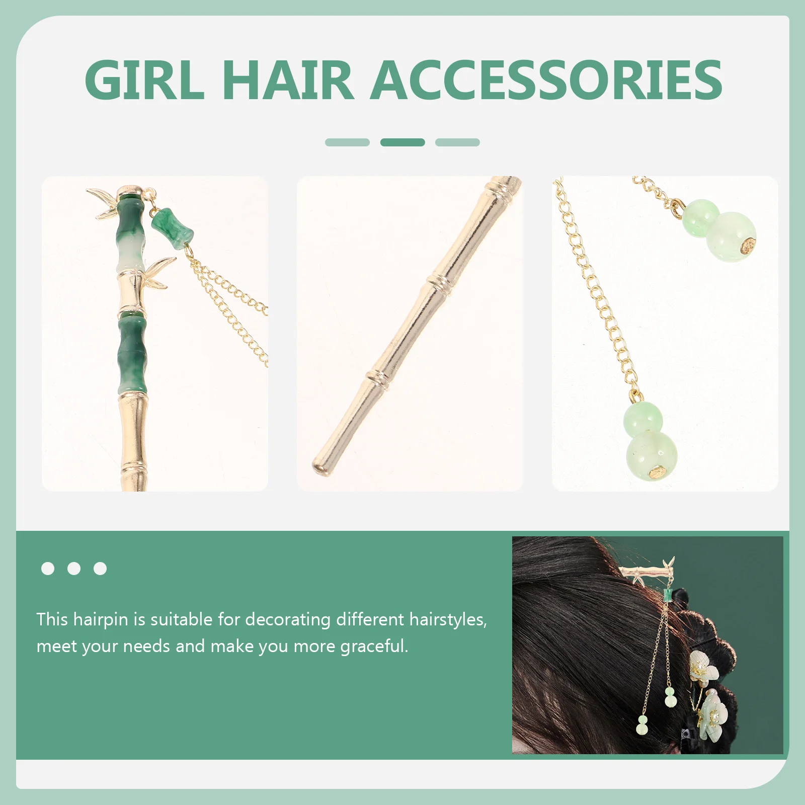 

Bamboo Shaped Stick Alloy Vintage Hairpin Lightweight Corrosion Resistant Traditional Chinese Accessories For Women Updo Bun