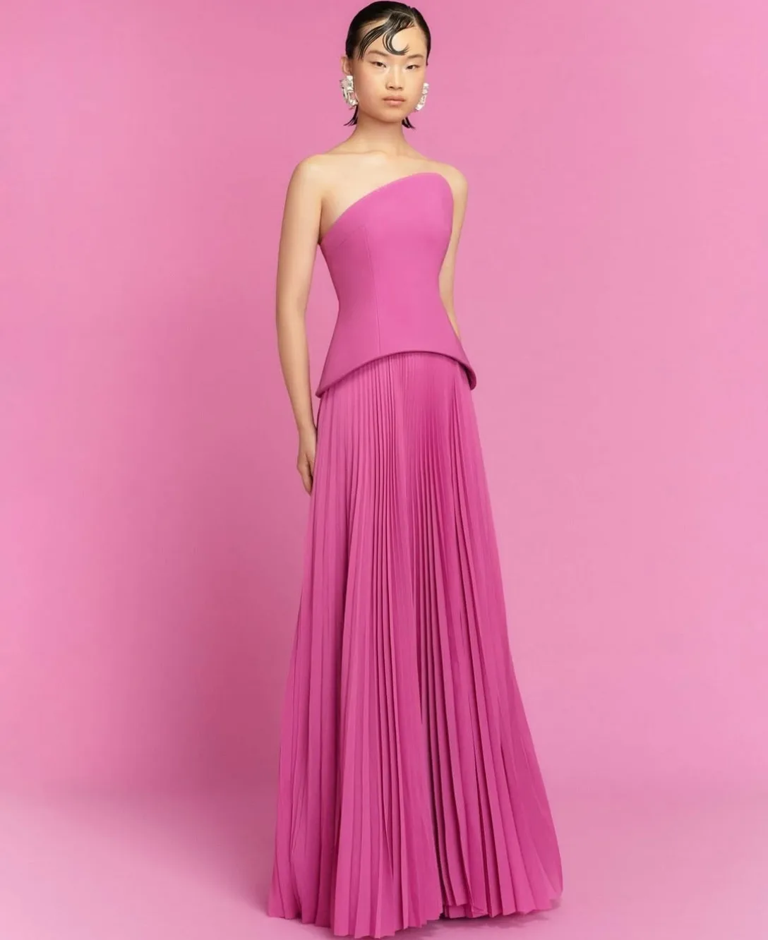 Customized Long Fuchsia Evening Dresses A-Line Sleeveless Chiffon Floor Length فساتين سهرة Prom Dress for Women